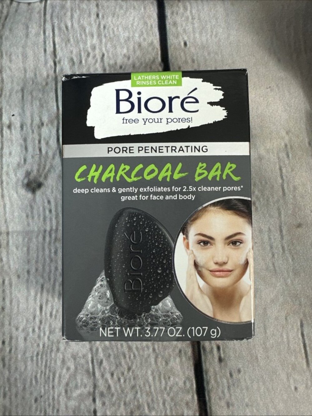 Biore Pore Penetrating Charcoal Soap Bar Face Cleanser Bar 3.77 oz  (1 New)